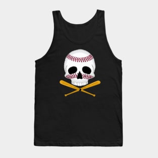 Baseball Skull and Crossed Baseball Bats Tank Top